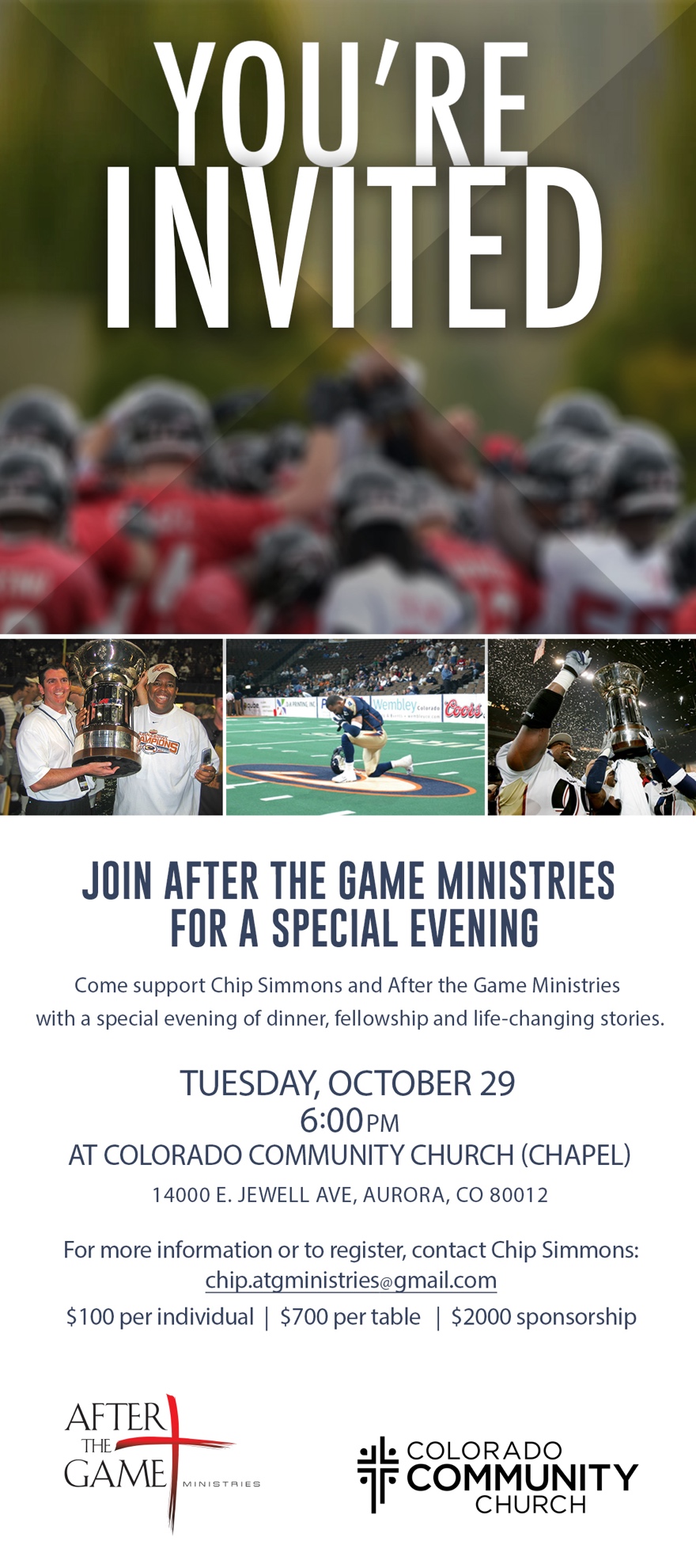 Special dinner event October 29 at Colorado Community Church